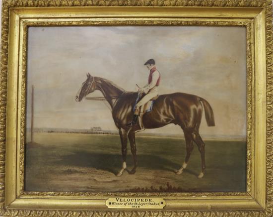 A Rosenthal printed plaque Velocipede 1828, winner of the St Ledger Stakes 1828 17 x 22.5cm